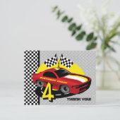 Voiture de course 4e Anniversaire Carte postale (Debout devant)