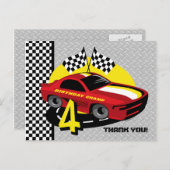 Voiture de course 4e Anniversaire Carte postale (Devant / Derrière)