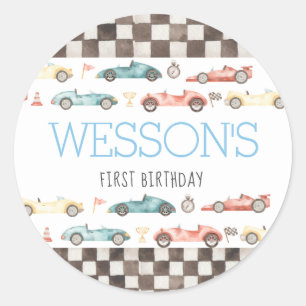 Voiture de course Autocollants fête d'anniversaire