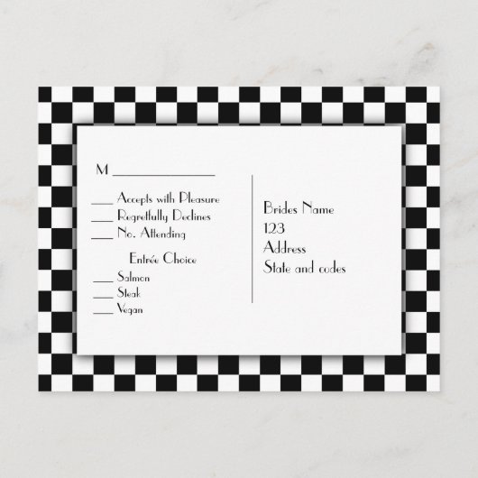 Voiture de course avec menu RSVP (Dos)