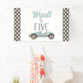 Voiture de course bleue 5e anniversaire bannière (En situation)