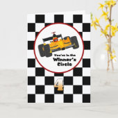 Voiture de course Bonne 4e carte d'anniversaire (Fleur jaune)