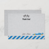 Voiture de course Carte de remerciements d'anniver (Devant / Derrière)