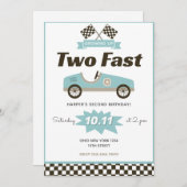 Voiture de course Deux Invitation d'anniversaire r (Devant / Derrière)