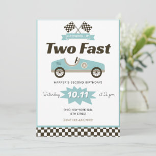 Voiture de course Deux Invitation d'anniversaire r