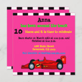 Voiture de course Faire-part d'anniversaire (Devant / Derrière)