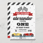 Voiture de course Invitation Anniversaire (Devant / Derrière)