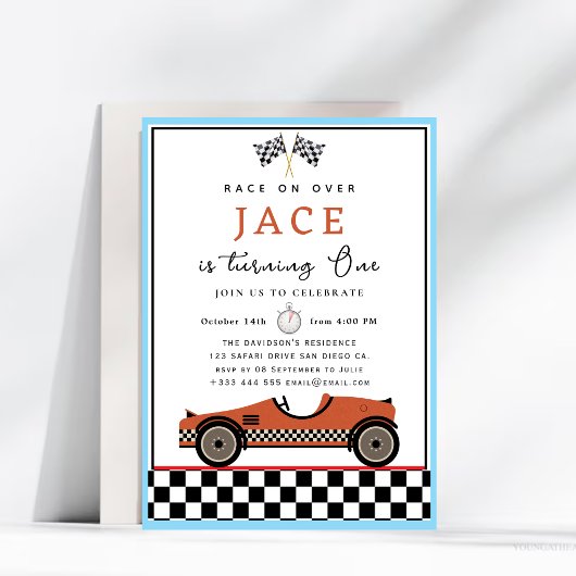 Voiture de course Invitation Anniversaire