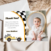 Voiture de course Jaune Carte de remerciements d'a