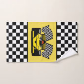 Voiture de course jaune : Drapeau de contrôleur (Serviette à main)