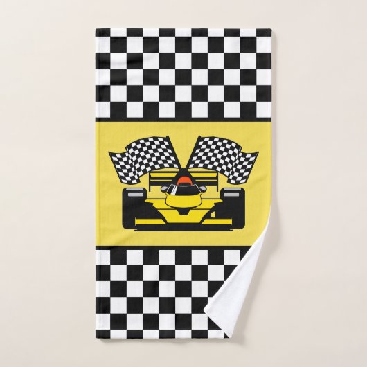 Voiture de course jaune : Drapeau de contrôleur (Serviette à main)
