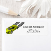 Voiture de course jaune | Étiquette d'adresse de r (En situation)