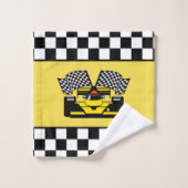 Voiture de course jaune : Indicateur du vérificate (Gant de toilette)