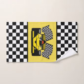 Voiture de course jaune : Indicateur du vérificate (Serviette à main)