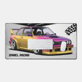 Voiture de course Mat de bureau rose et jaune (Clavier et souris)