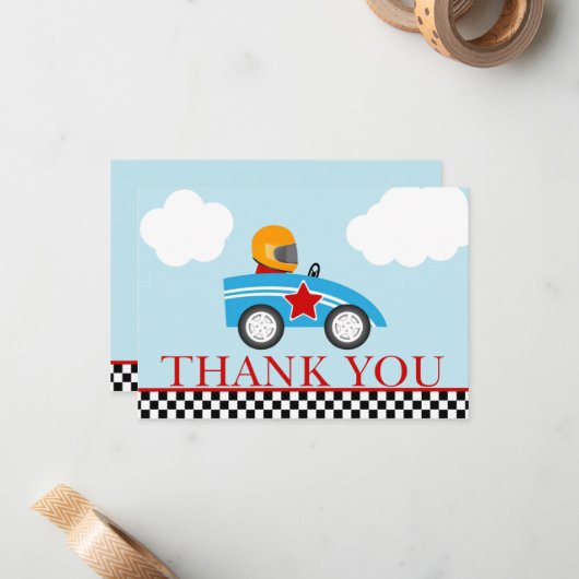 Voiture de course Merci cartes de notes (Devant/Arrière en situation)