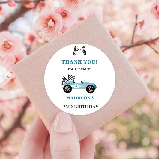 Voiture de course Sticker Classic Round Party