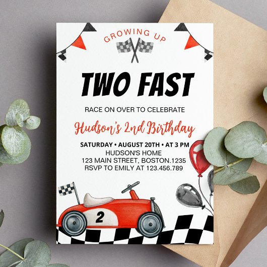 Voiture de course vintage Anniversaire Invitation 