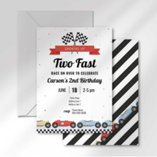 Voiture de course vintage deux Invitation d'annive