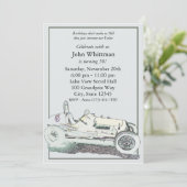 Voiture de course vintage / Invitation d'anniversa (Debout devant)