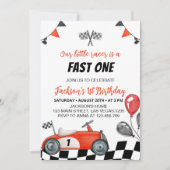 Voiture de course vintage Invitation de fête d'ann (Devant)