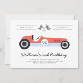 Voiture de course vintage Invitation de fête d'ann (Devant)