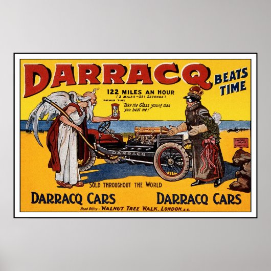 Voiture de course vintage Poster : Darracq Annonce (Devant)