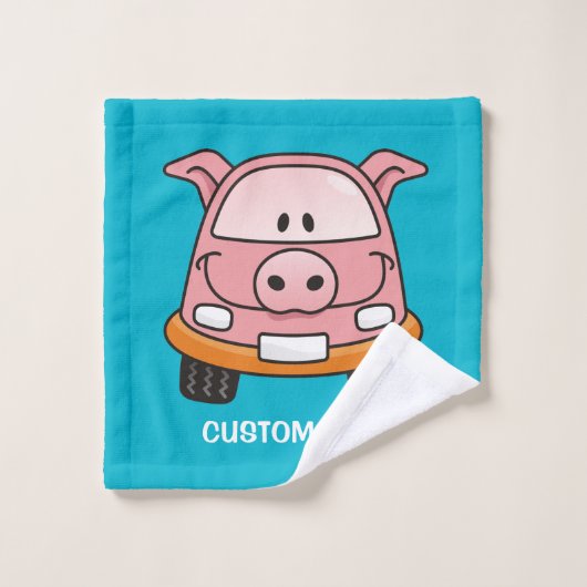 Voiture de dessin de porc (Gant de toilette)