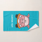 Voiture de dessin de porc (Serviette à main)