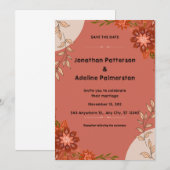 Voiture de Faire-part de mariage rose et Brown (Devant / Derrière)