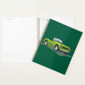 Voiture de sport décapotable vert citron rétro (Devant avec enveloppe)