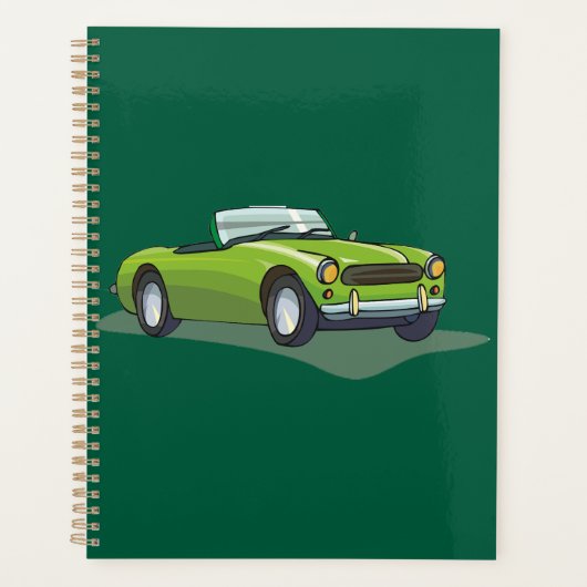 Voiture de sport décapotable vert citron rétro (Devant)
