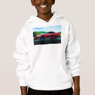 Voiture de sport des années 2000 sur sweat - shirt