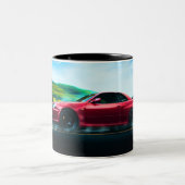 Voiture de sport des années 2000 sur tasse à café (Centre)