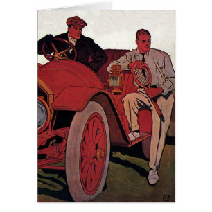 Voiture décapotable ancienne d'hommes de transport