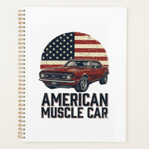 Voiture Musclée Américaine Vintage Flag Chemise De