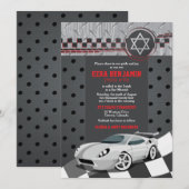 Voiture Racecar Bar Mitzvah Invitation (Devant / Derrière)
