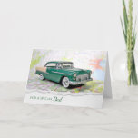 Voiture rétro sur la carte pour l'anniversaire de<br><div class="desc">Vieille voiture sur la carte routière pour l'anniversaire de papa</div>