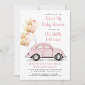 Voiture Rose Cute En Baby shower Invitation (Devant)