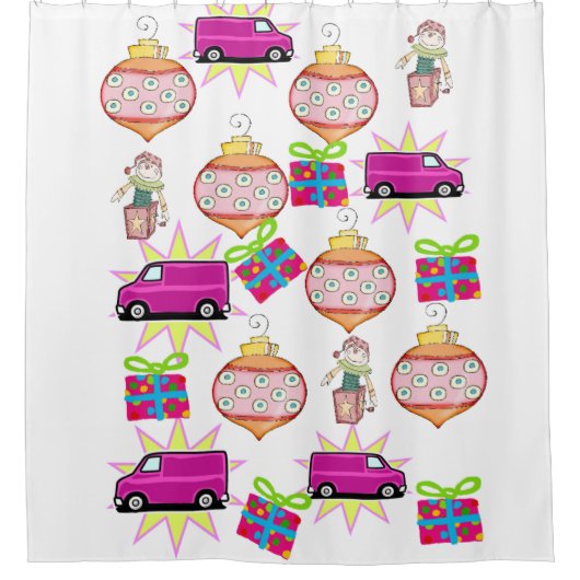 Voiture rose rideau de douche de Noël (Devant)