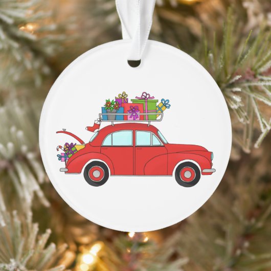 Voiture rouge avec cadeaux de Noël (Arbre)
