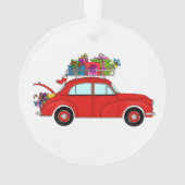 Voiture rouge avec cadeaux de Noël (dos)