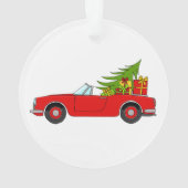 Voiture rouge avec cadeaux de Noël (dos)