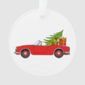 Voiture rouge avec cadeaux de Noël (devant)