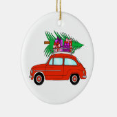 Voiture rouge avec cadeaux de Noël Ornement en cér (Droite)