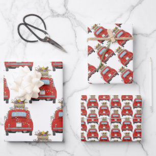 Voiture rouge avec cadeaux de Noël Papier à envelo