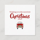 Voiture rouge avec couronne de Noël Carte de vacan (Dos)
