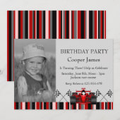 Voiture rouge et noire Invitation d'anniversaire (Devant / Derrière)