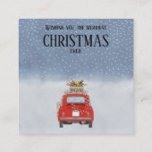 Voiture rouge rétro avec cadeaux de Noël Carte de (Dos)