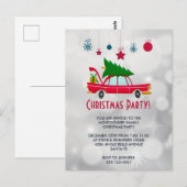 Voiture rouge rétro portant un Invitation d'arbre (Devant / Derrière)